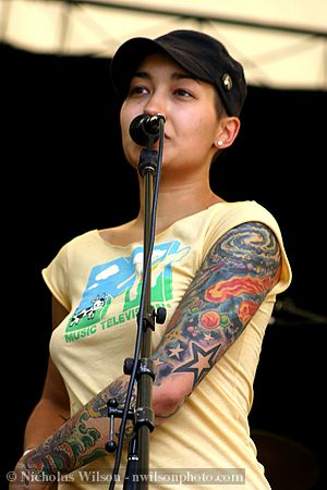 Jessica "Jessee" Havey of The Duhks. Yes, it's a real tattoo.