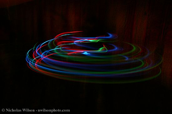 A dancer with lights; time exposure