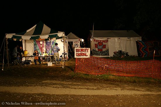 The Security Central office and the medical tent after the show Saturday night.
