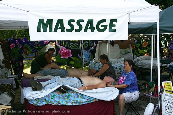 The massage booth offered therapeutic massage