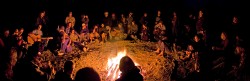Campfire sing along at Kate Wolf Festival 2007. Merged panoramic.