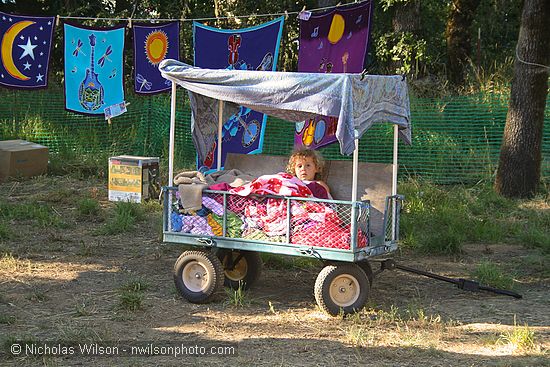 Child in a comfy wagon
