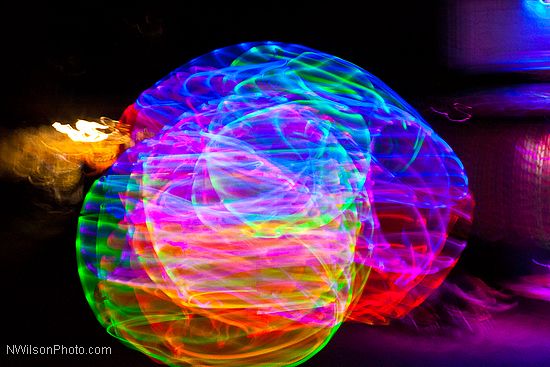 Lighted hula hoops in motion