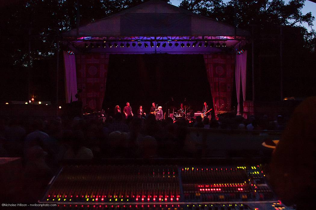 Mavis Staples and her band as seen from the main sound booth.