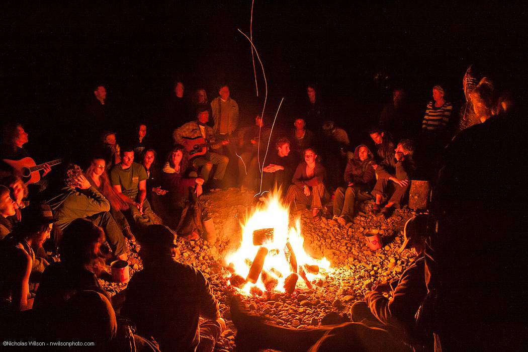 The campfire song circle by the river runs late into the night Friday and Saturday, with everyone sharing songs, stories and poems.