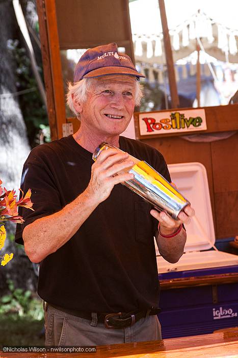 Ned Huff shakes up a cold freshly squeezed lemonade with ice and honey.