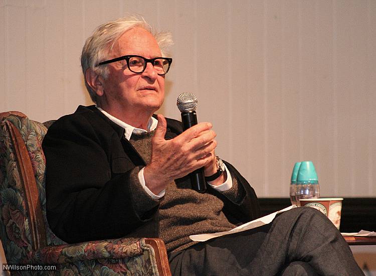 Noted filmmaker and special guest Albert Maysles comments between clips of his films during the Mendocino Film Festival 2007.