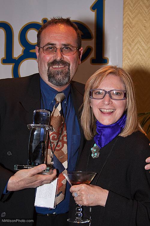 Mendocino Film Festival co-founders Keith and Judith Brandman with the Watertower Award presented to them at the 2009 festival opening reception.