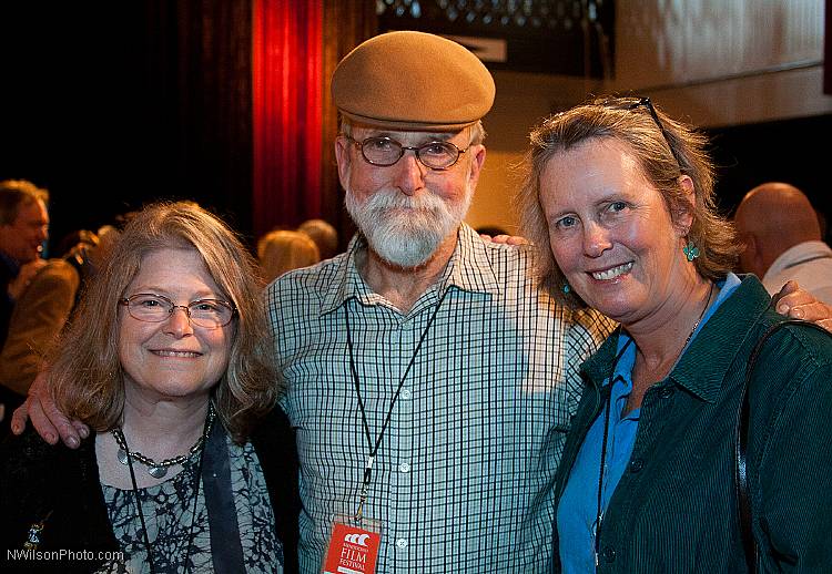 Filmmakers Maureen Gosling, Les Blank and Chris Simon in the audience at the Mendocino Film Festival 2010.