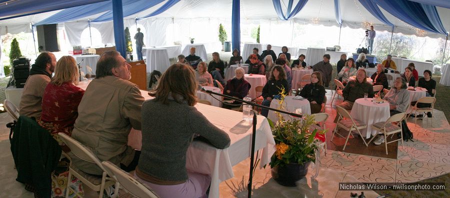 A panel discussion on Activism and Distribution, held Saturday morning in the festival tent, was popular with filmmakers.