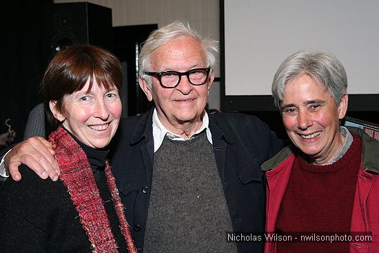 Renowned filmmaker Albert Maysles met local filmmakers Laurie York and Carmen Goodyear (Freedom To Marry) at Crown Hall during the Mendocino Film Festival.