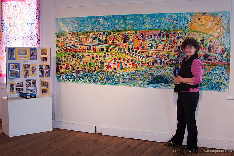 Artist Janet Self curated the art exhibit at Mendocino Film Festival headquarters at Odd Fellows Hall.
