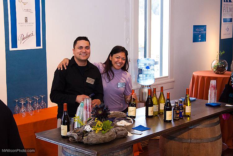 Staffers from Mendocino Wedding and Events served Parducci wines in the filmmaker lounge welcome party.