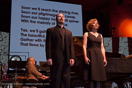 Vocalists Paul Murray and Erin Neff with Susan Waterfall  perform Robert Lowry's Shall We Gather at the River.