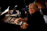 Lighting tecnician Eileen Wolfe at the lighting console.