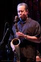 Bill Pierce blows sax with the Kevin Eubanks Quartet