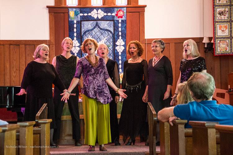 Village Chamber Concerts series:  In The Mix a capella sextet in concert at Evergreen Methodist Church in Fort Bragg.