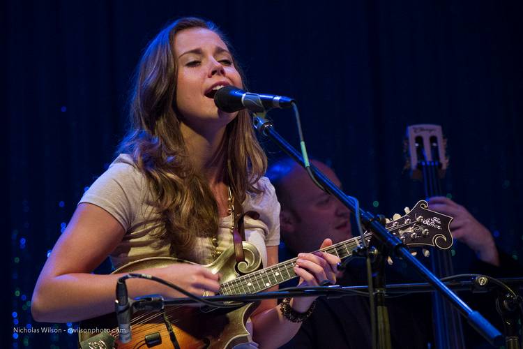 Bluegrass mandolin prodigy Sierra Hughes and her group performed in the big tent concert hall
