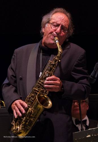 Allan Pollack takes a sax solo with the MMF Big Band