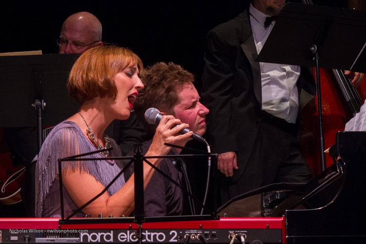 Kathleen Grace and Julian Pollack wih the MMF Jazz Big Band.