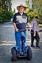 Real Goods founder John Schaeffer rides a Segway personal electric transporter as SolFest 2007 winds down