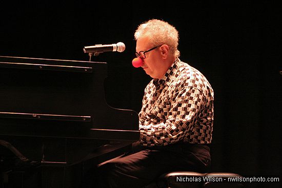 Max Forseter aka Max The Piano Player warms up the audience for Bill Irwin at Cotton Auditorium, Fort Bragg CA