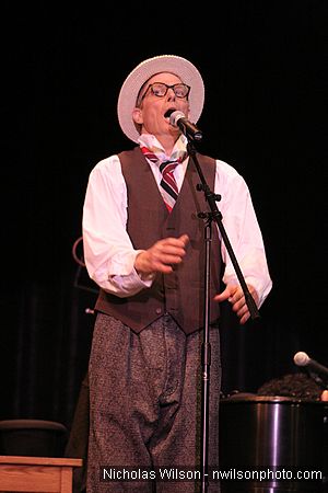 Bill Irwin in performance at Cotton Auditorium, Fort Bragg CA