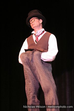 Bill Irwin does some baggy pants schtick at Cotton Auditorium, Fort Bragg CA