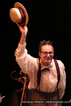 Bill Irwin takes a bow at Cotton Auditorium, Fort Bragg CA